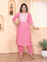 Salwar Suit set with Dupatta in Cotton (Pink)-KR-25