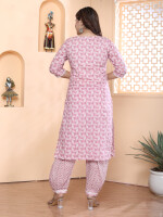 100% cotton  Salwar Suit with Dupatta in Cotton (Light Pink)-KR-26