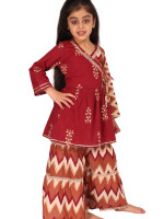 Pure Cotton Ethnic wear - Angrakha Kurta with Sharara for Girls