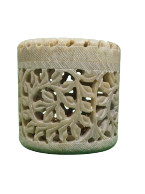 MBSC Natural Marble Tealight Tea Light Holder or Jewellery Box with jaali Work