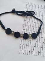 Oxidized silver fabric choker in classic black