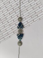 Stunning oxidised silver indigo blue print choker set