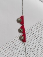 Striking red and oxidised silver choker