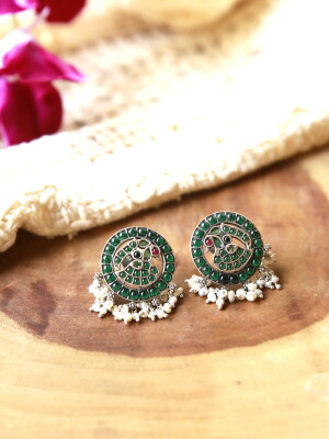 Sterling Silver Zircon Stud Silver Emerald Kemp Stud by silver tales