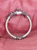 Sterling Silver Kada Silver Bangle Silver Kemp Studded Kada by Geeta Kalle