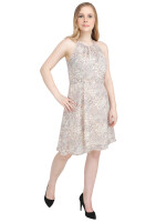 Florida Georgette, Floral printed woven and flare dress, has a halter neck, sleeveless, concealed zipper closure at the back,