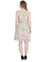 Florida Georgette, Floral printed woven and flare dress, has a halter neck, sleeveless, concealed zipper closure at the back,