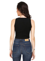 Sleeveless Black solid knit crop fitted top, Ribbed Round Neck Tee