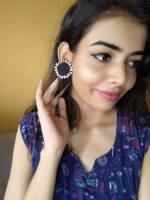 Rainvas Plain Black kundan studs earrings