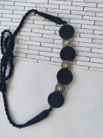 Oxidized silver fabric choker in classic black