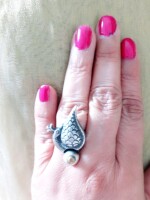 Sterling Silver Finger Rings Silver Peacock Finger Ring Adjustable by Geeta Kalle