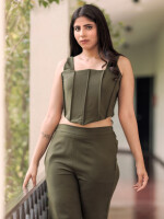 Moss Green Corset Pant Co-ord Set