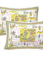Jaipuri Print Cotton, Floral Bedsheet with two big size pillow cover BS-44 Multicolor