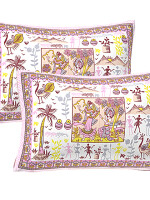 Jaipuri cotton king size 90 by 108 bedsheet with two pillow covers