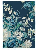 Blue floral hand tufted rug 100% wool area rug for hall/kitchen/living room/bed room/dining room/kids room