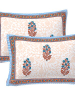 Floral border Jaipuri Print Cotton king 90 by 108 Floral Bedsheet with two big size pillow cover BS-63