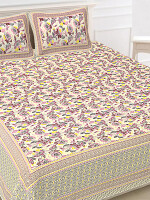 Cotton king size bedsheet 90 by 108 Floral Bedsheet with two big size pillow cover BS-77 Multicolor