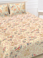 Floral Jaipuri Print Cotton king 90 by 108 Bedsheet with two big size pillow cover BS-79