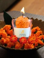 Aesthetic Living Festive Motichoor Laddoo Soywax Candle(Jasmine)- 75 g