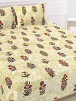 Beautiful floral design Jaipuri Print Cotton king 90 by 108 Bedsheet with two big size pillow cover