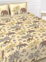 Jaipuri Print Cotton king 90 by 108 Floral Bedsheet with two big size pillow cover BS-89 Multicolor