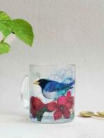 The Blue Magpie - Birds of India Clear Glass Mug by Studio Decoral