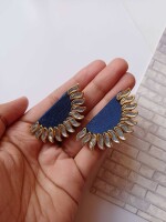 Rainvas blue semi circular sun inspired studs earrings