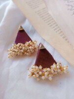 Rainvas Purple triangular beaded fabric studs