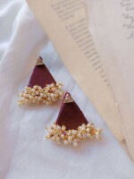 Rainvas Purple triangular beaded fabric studs