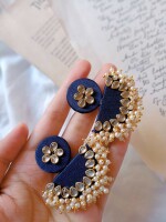 Rainvas Blue semi circular beaded earrings