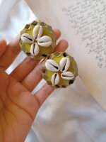 Rainvas Light Green kauri shells studs earrings