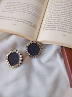 Rainvas Plain Black kundan studs earrings