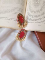 Rainvas Red beaded tiny studs earrings