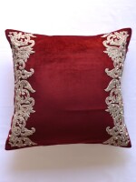 Zardozi Embellished Hand Embroidered Luxury Velvet Cushion Cover Size 16"x16"