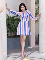 Stripes ruffle mini dress