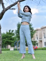 Sky blue buttoned pant top co-ord set