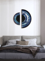 Handcrafted acrylic wall painting - custom-made with resin-coated blue hue and wooden frame