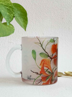 Studio Decorai - Gulmohar Glory - Frosted Glass Mug,printed using a sublimation printing method.&nbsp;