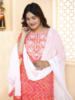 Traditional look 100%  Cotton with gorgeous embroidery Salwar Suit Set with Dupatta in Cotton (Multi)-KR-21
