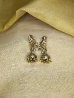 Silver Tales,Sterling Silver Jhumkas Silver Gold Polished Jhumkas Silver Dual Feet Ghungroo Jhumka