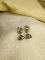 Silver Tales, Sterling Silver Jhumkas Silver Gold Polished Jhumkas Silver Dual Tone Peacock Jhumka