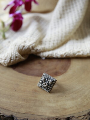 Sterling Silver ring Silver Lakshmi Ring Adjustable by Geeta Kalle