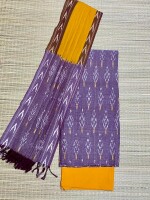 Pure Ikkat Cotton Dress with yellow & purple Color