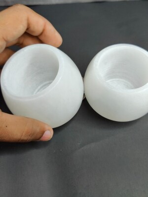 Natural Alabaster marble Tealight holder - set of 2 pcs