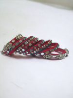 Rabari bangles | Navratri special | maroon mirror bangles | size 2.4