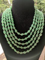 Hyderabadi pearls,Green beads necklace 5 layer set