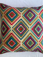 Bohemian Embroidered Multicolor Cotton Cushion Cover Size 16"x16"