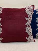 Zardozi Embellished Hand Embroidered Luxury Velvet Cushion Cover Size 16"x16"