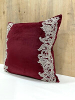 Zardozi Embellished Hand Embroidered Luxury Velvet Cushion Cover Size 16"x16"