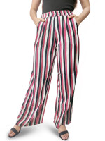 Women's pair of multi stripe palazzo pants, with elasticated waistband with two pockets at the front.